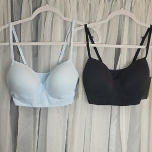 #79 NWT All in Motion Black and Light Blue Sports Bra Duo